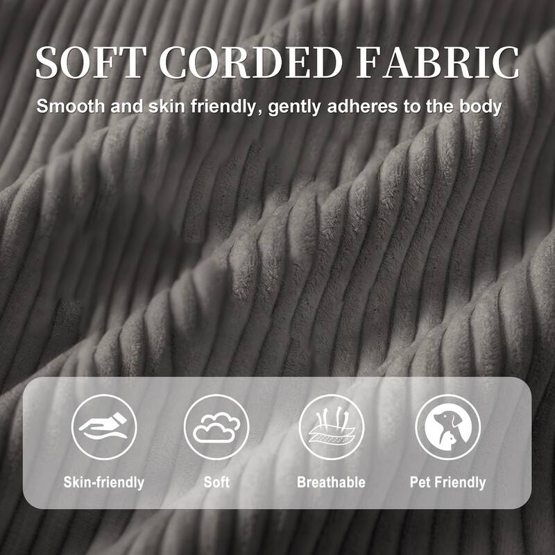 113" L Shaped Sectional Sofa, Deep Seat Cloud Couch with Ottoman, Oversized Corduroy Couch with Cup Holders, Storage Bags