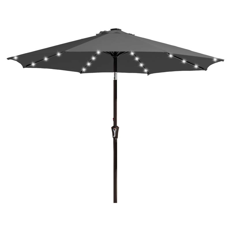 10ft Patio Market Umbrella with LED Lights,Crank & Tilt