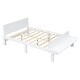 preview thumbnail 7 of 6, White Full Size Wood Platform Bed w/ Footboard Bench Upholstered Bed Frame