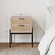 Nathan James Andrew Rattan End Side Table Storage Doors Gold Accents ...