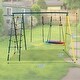 preview thumbnail 5 of 5, Indoor/Outdoor Metal Swing Set with Safety Belt for Backyard - Multicolor