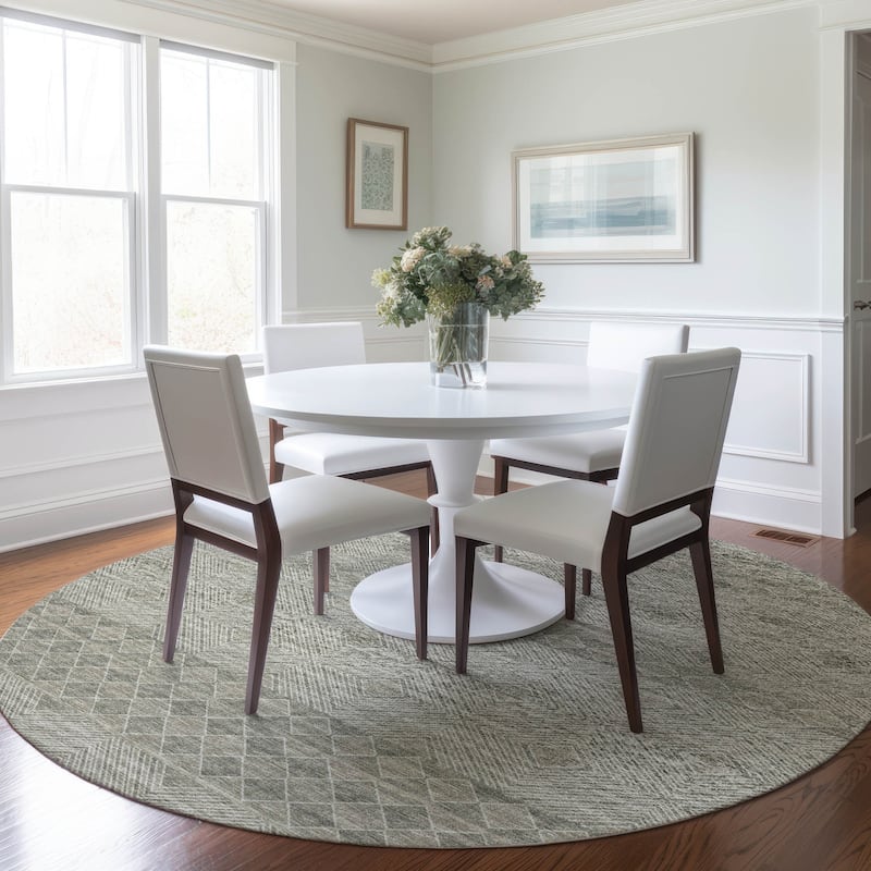 Premium Washable Super Soft Tribal Boho Mayfield Rug - Taupe - 8' x 8' - Round