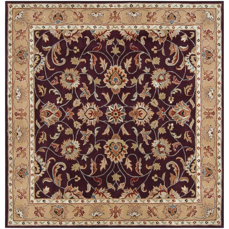 Livabliss Caesar Updated Traditional Border Area Rug. - 8' x 8' Square - Dark Red/Sepia