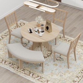 Round Dining Cheap Table And Bench Set Upholstered Benches Piece