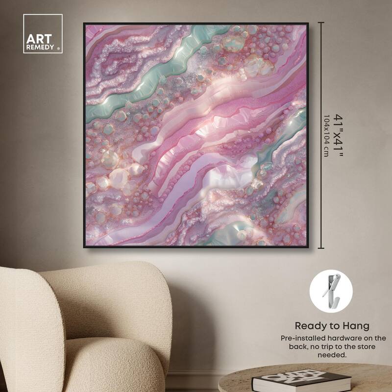 Pink and Mint Crystal I Canvas by Art Remedy