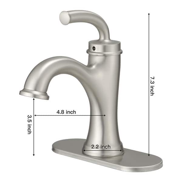 dimension image slide 1 of 2, Single Handle Bathroom Sink Faucet with Drain Kit 1 Hole Brass Modern Bathroom Basin Vanity Faucets with Deck plate