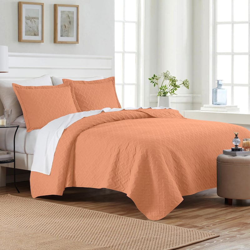 Dan River 2 Piece Basket Pinsonic Quilt Set - Peach Fuzz - Twin