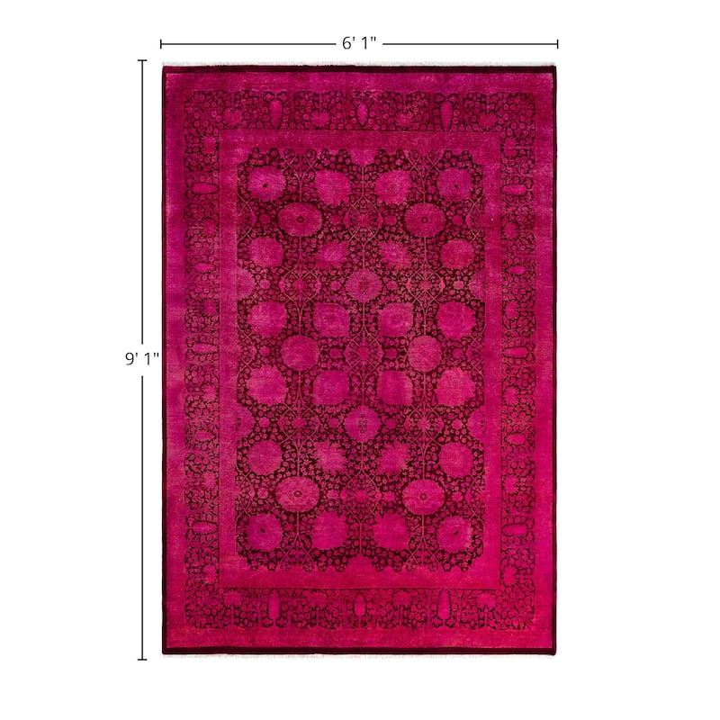 Fine Vibrance One-of-a-Kind Hand-Knotted Area Rug - Pink, 6' 1" x 9' 1" - 6' 1" x 9' 1"