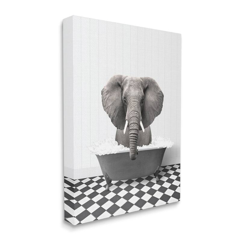 Stupell Elephant Bathing in Tub Canvas Wall Art Design by Lettered and Lined