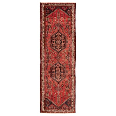 ECARPETGALLERY Hand-knotted Andelz Red Wool Rug - 3' 1" x 10' 1"