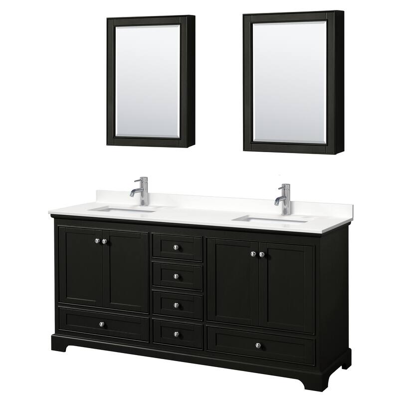 Deborah 72-inch Double Vanity, Quartz Top, Medicine Cabinets