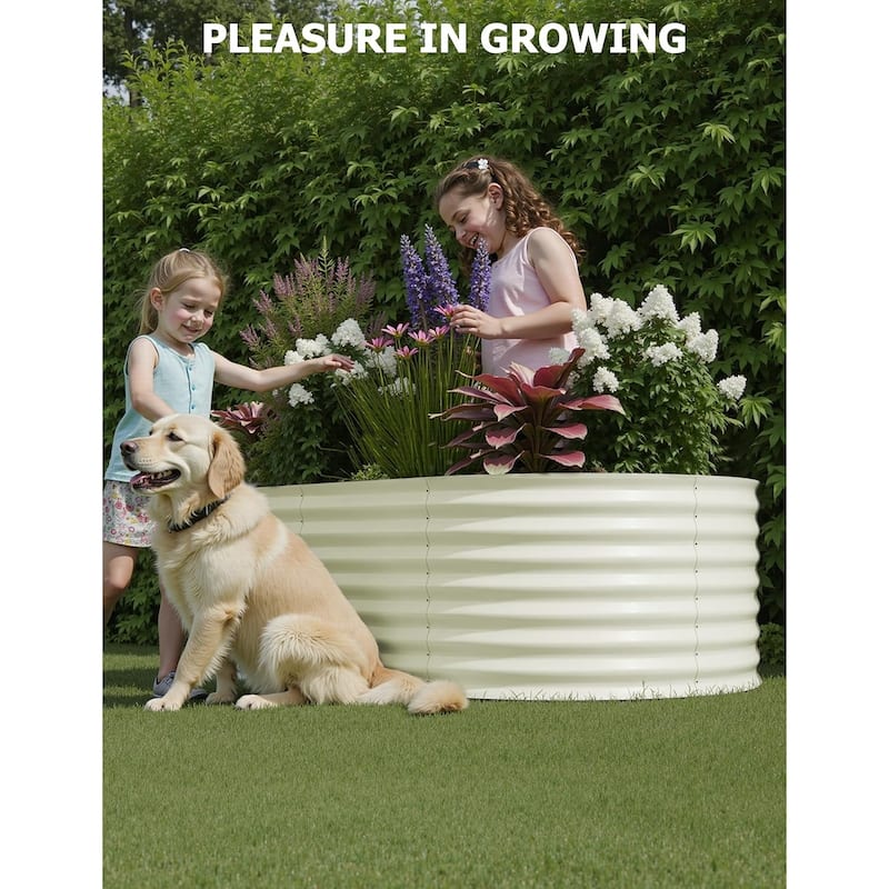 2-Pack Galvanized Steel Raised Garden Beds,Outdoor Deep Planter Box Kit with Tool
