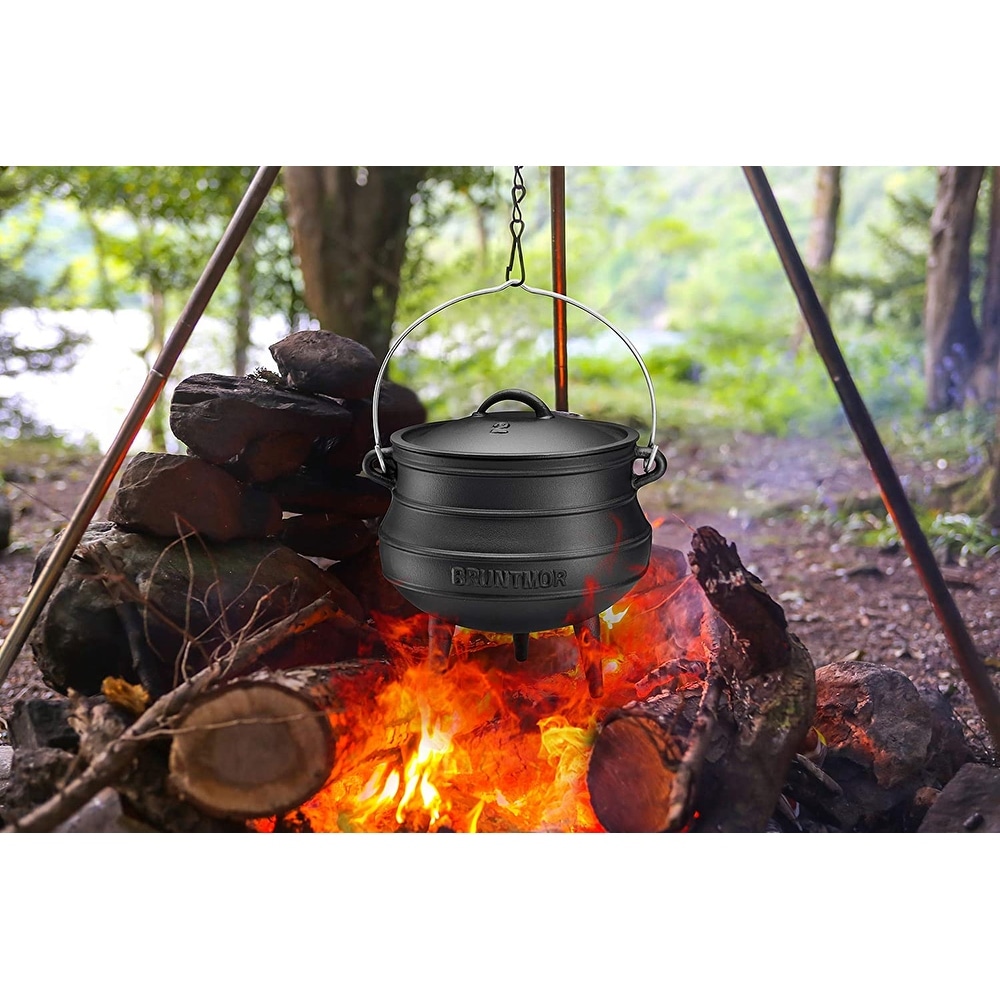 Shop African Potjie Cauldron Pot Cast Iron Pre Seasoned Potjie African Pot Overstock 28424753