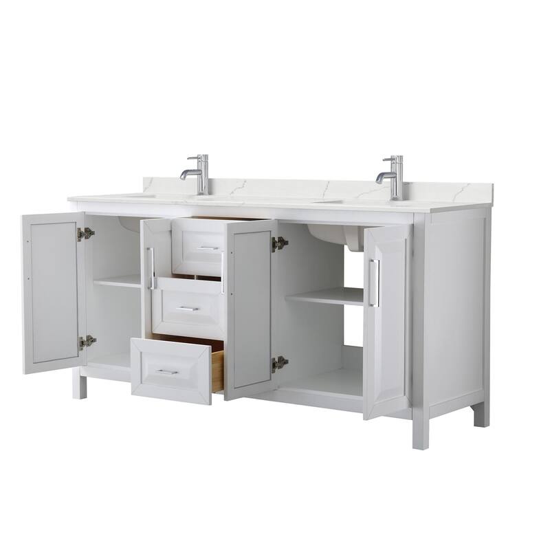 Daria 72-inch Double Vanity, Single Hole Quartz Top