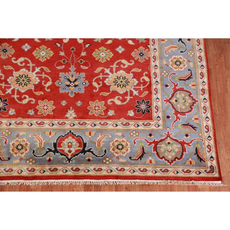 Hand Knotted Oriental 100% Wool Carpet Traditional Floral Red Heriz (serapi) Area Rug - 10' 0'' X 7' 11''