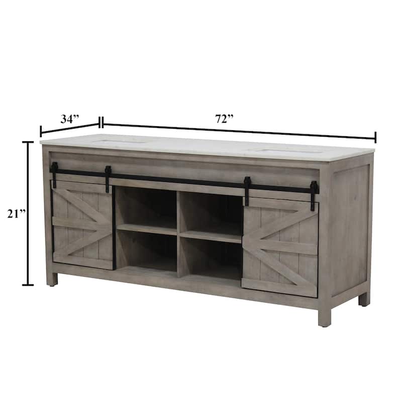 Barn Door Vanity 72 " wide in White Pigment