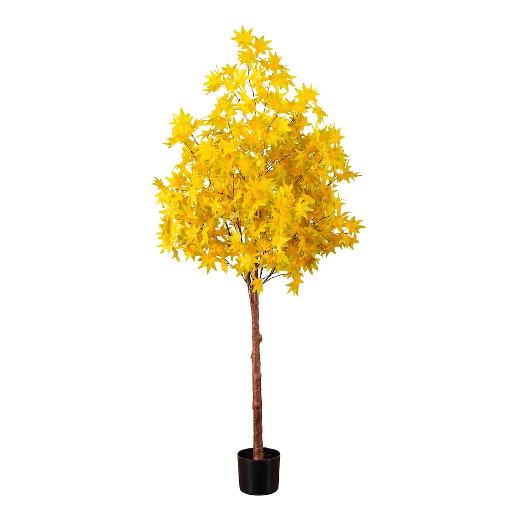 Pre-Lit Yellow Maple Fall Harvest Artificial Tree - 5' - Warm White LED Lights