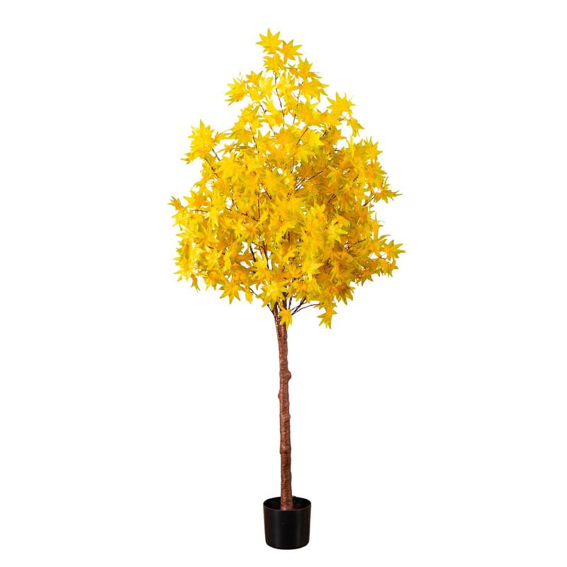 Pre-Lit Yellow Maple Fall Harvest Artificial Tree - 5' - Warm White LED Lights