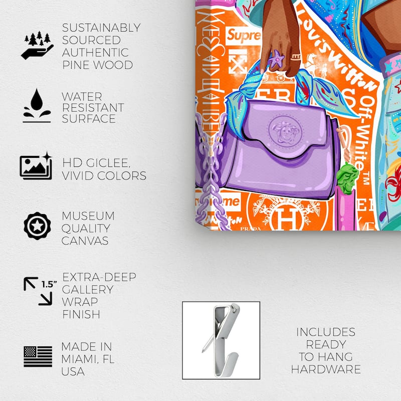 Wynwood Studio Canvas Fashion and Glam Urban Fashionista Orange and Modern & Contemporary Wall Art Canvas Print