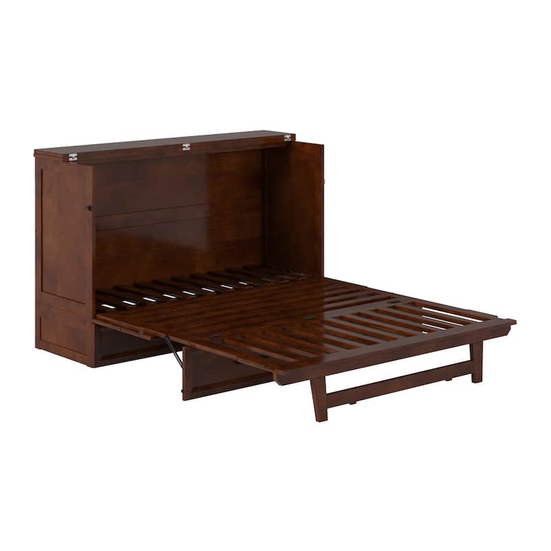 Queen Murphy Bed Chest with Charging Station, Storage Drawer, and Memory Foam Mattress