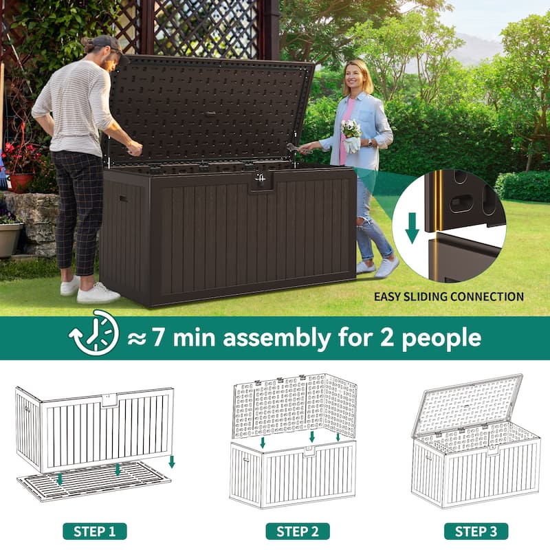 180-230 Gallon Outdoor Storage Waterproof Deck Box