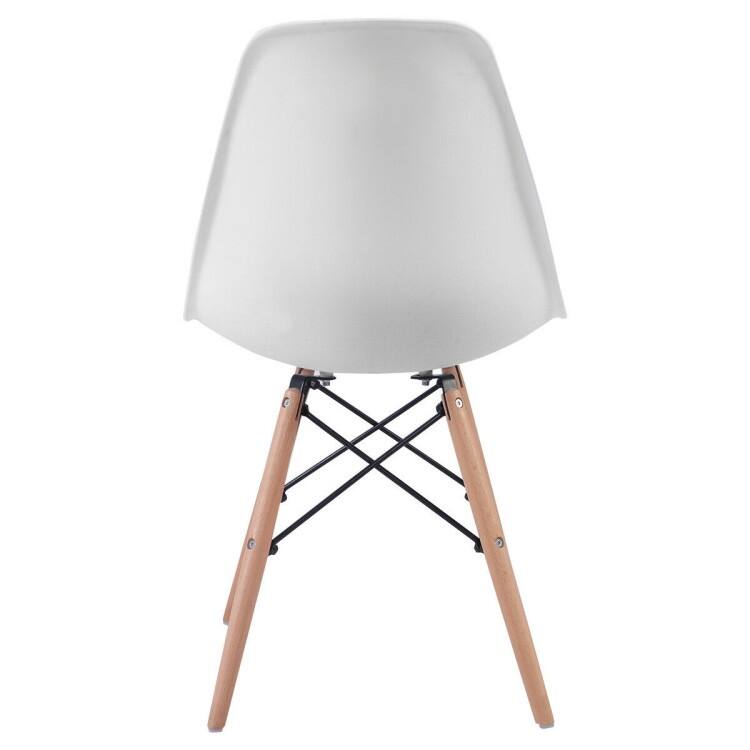 Set of 2 Ergonomic Dining Chairs with Cushion and Sturdy PP Seat and Wooden Frame - 18" x 19" x 33" (W x D x H)
