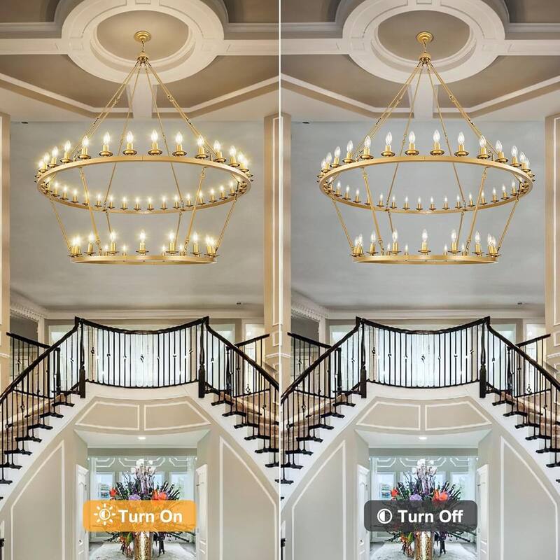 Luxury Wheel Chandelier, 16-54 Lights Single or Double Layer Round Pendant Light