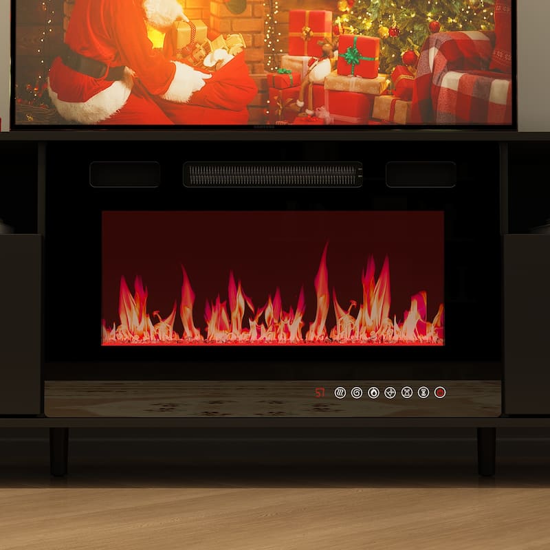 Ambient Electric Fireplace and Durable TV Stand Energy Efficient