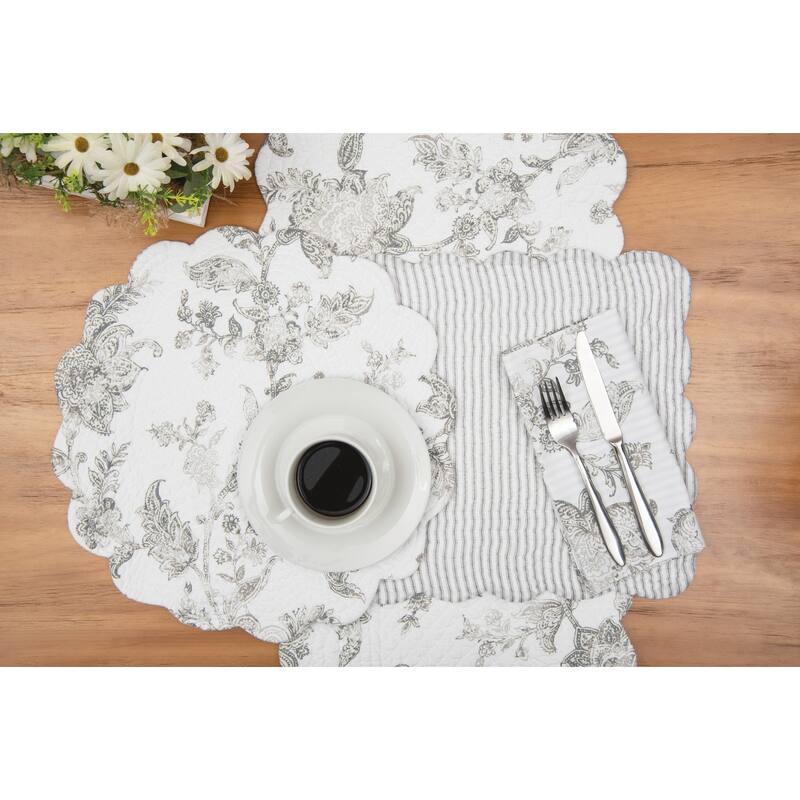 Miriam Slate Reversible Gray Damask Napkin Set of 6 - Set of 6