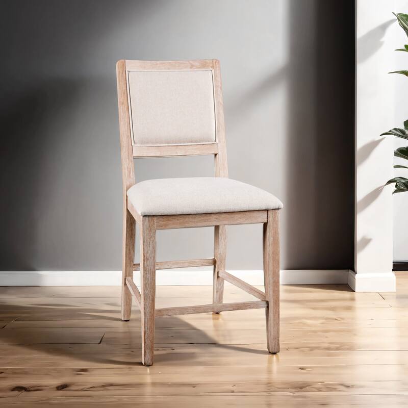 Furniture of America Eira Distressed Natural Wood Padded Counter Height Dining Chairs (Set of 2) - Distressed Natural