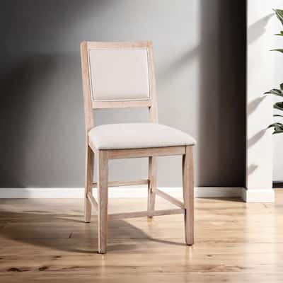 Furniture of America Eira Distressed Natural Wood Padded Counter Height Dining Chairs (Set of 2)