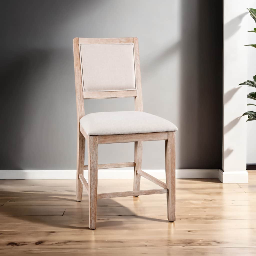 Furniture of America Eira Distressed Natural Wood Padded Counter Height Dining Chairs (Set of 2)