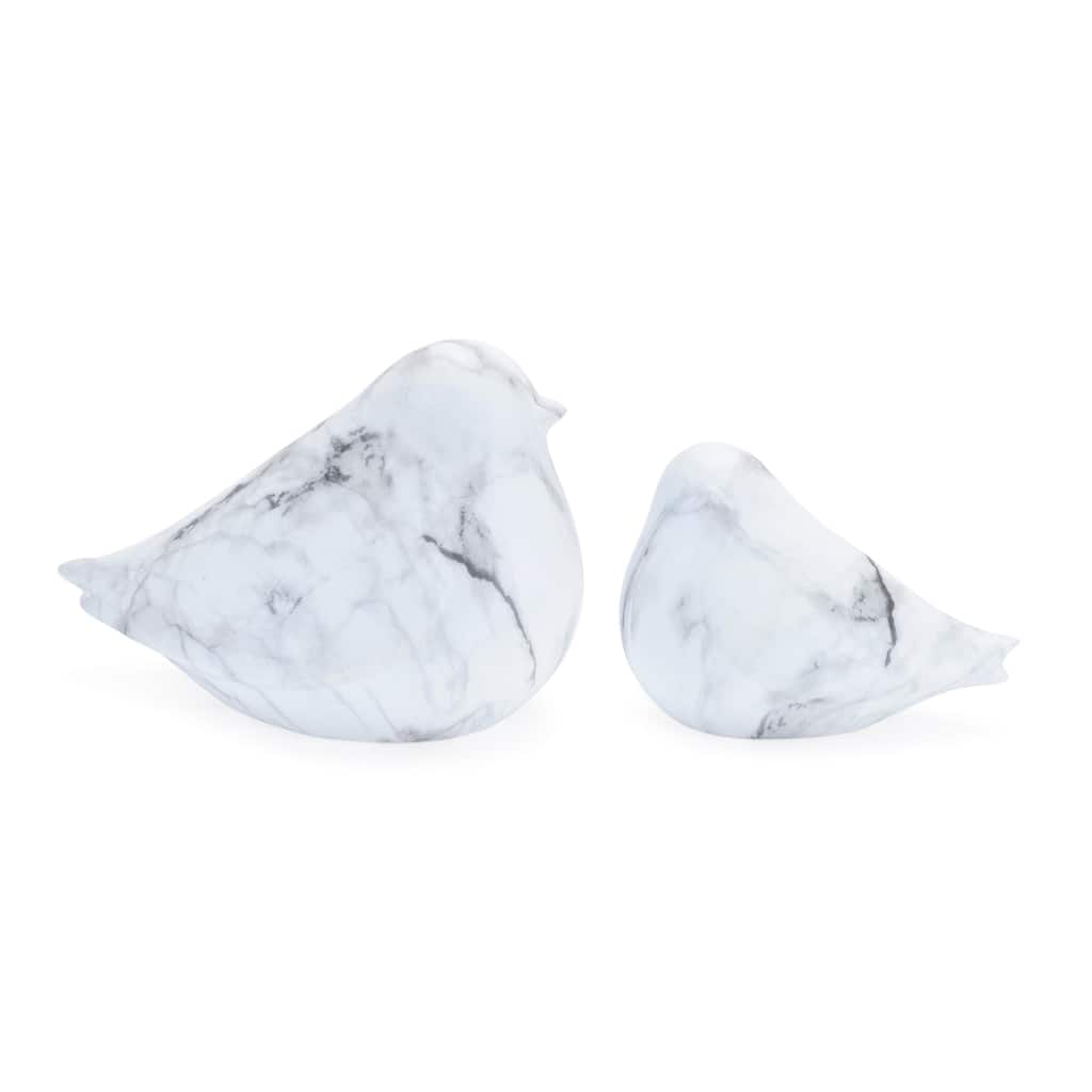 Faux Marble Finish Bird Figurines - 6.5" - Set of 2