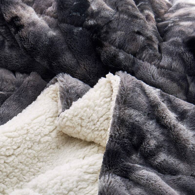 Dual-Side Fluffy Sherpa Comforter Set, Winter Plush Fuzzy Bedding Set