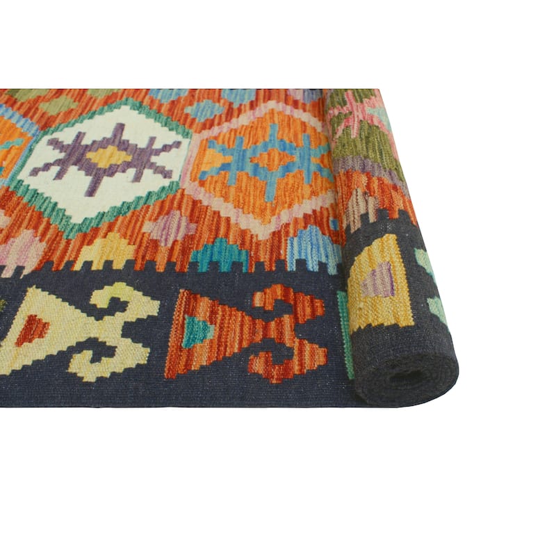 Flatweave Umar Rust/Navy Runner - 2'7" x 9'8"