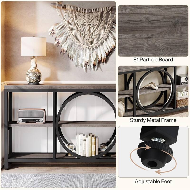 70.9" Extra Long Console Table Sofa Table Behind Couch with Wood Storage Shelves Metal Frame for Entryway/Living Room/Hallway
