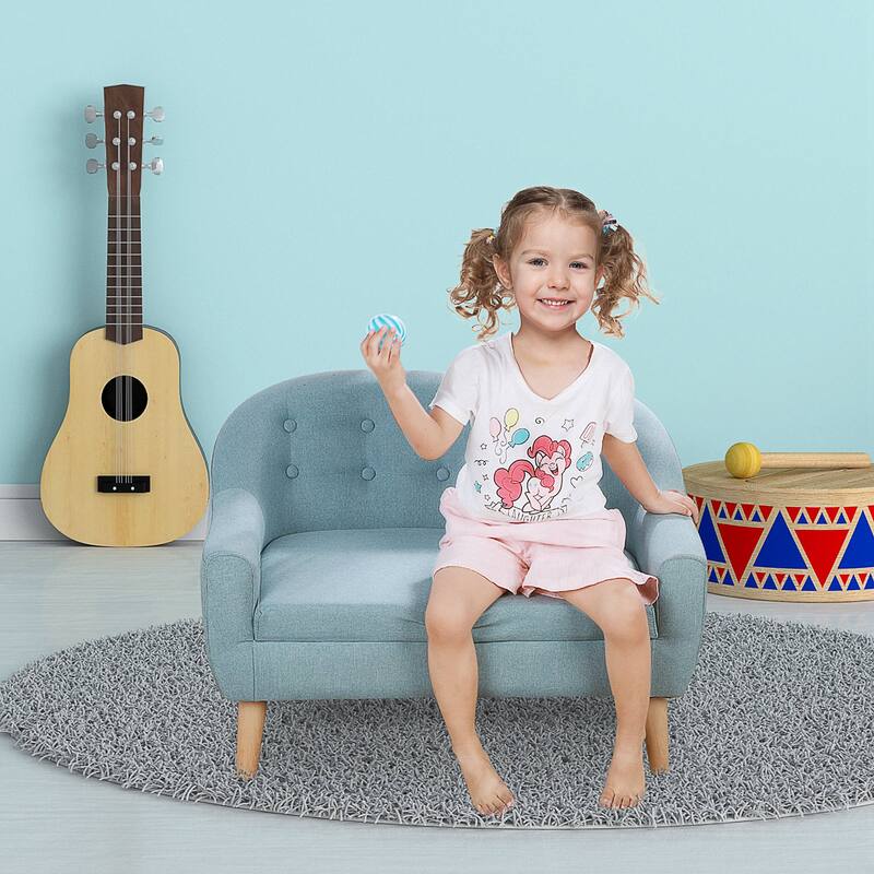 Kids Sofa for 2 Children Ages 3 to 7 Comfortable Upholstered Wooden Frame - 30" x 20" x 21"