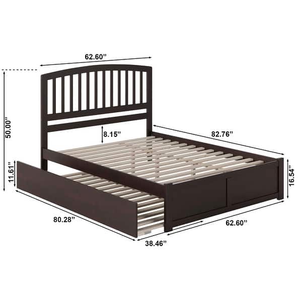 dimension image slide 7 of 11, Richmond Bed with Footboard and Twin XL Trundle