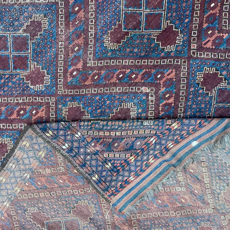 HERAT ORIENTAL Antique 1880s Turkoman Bashiri Wool Rug - 6'4" x 12'