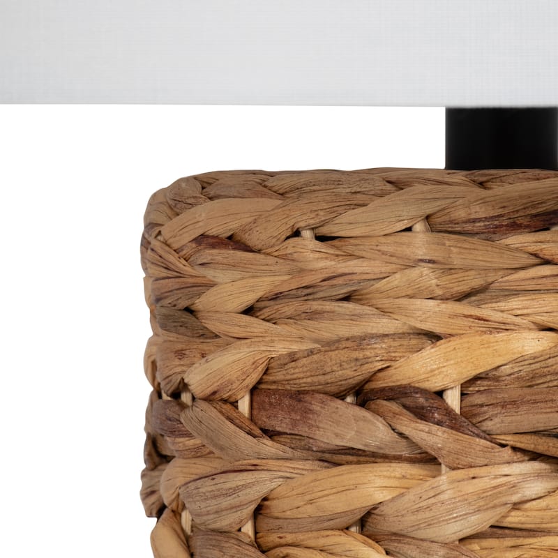 Modern Woven Seagrass Cylinder Table Lamp - 26", Brown & White - 25.75"