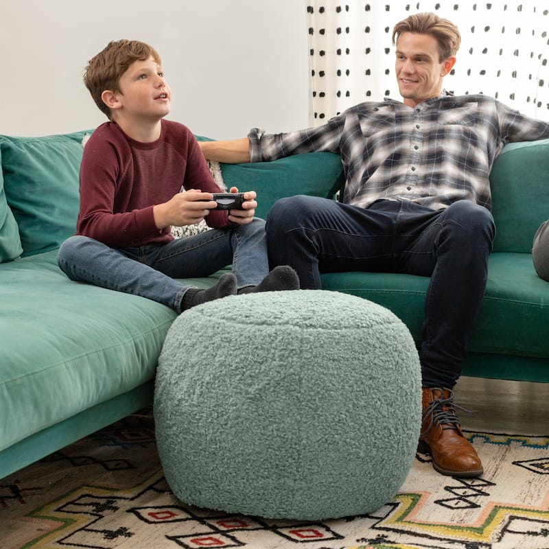 Jaxx Ellis Pouf - Modern Shearling Faux-Lamb Plush Fleece Ottoman