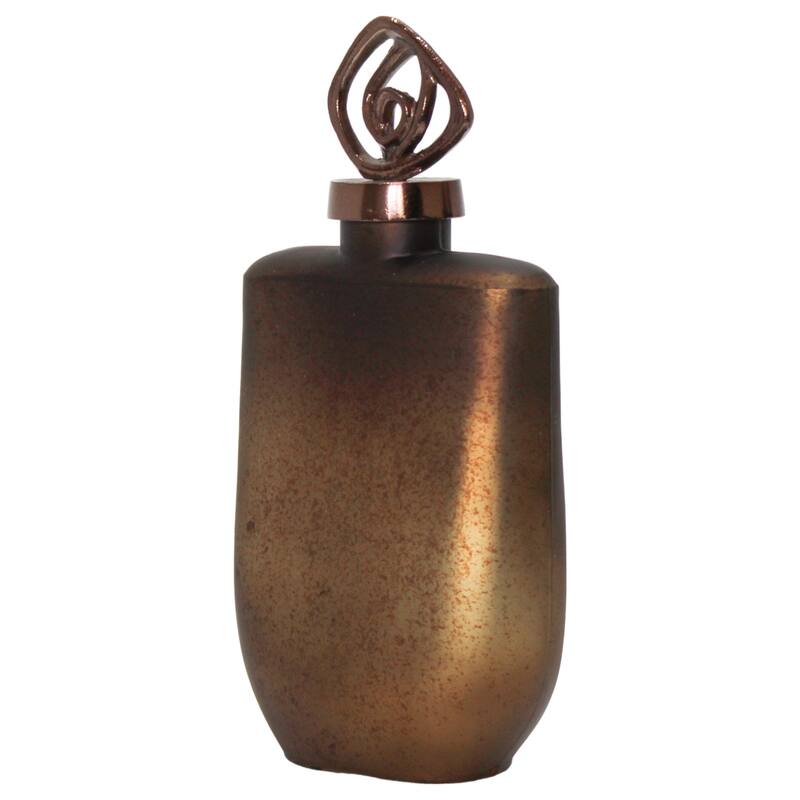 Glass Vase with Aluminum Swirl Top Accent Modern Artistic Design