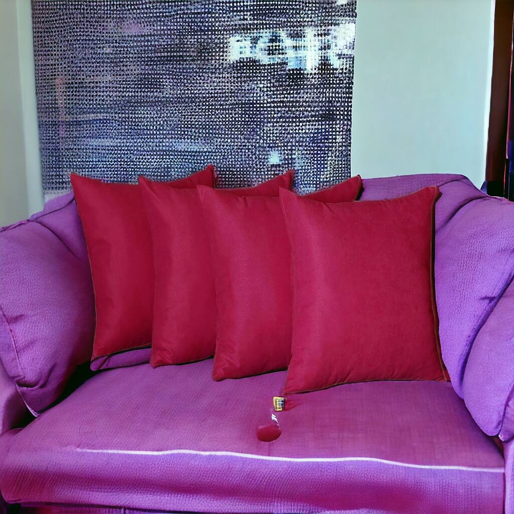 HomeRoots Set Of Four 20" X 20" Pink Polyester Zippered Pillow Cover