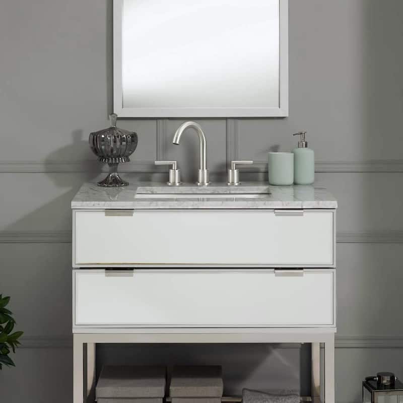 2 Handles Widespread Bathroom Sink Faucet 3 Holes Bathroom Faucet with Pop Up Drain Vanity Tap with CUPC Supply Hoses
