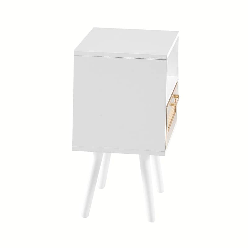 15.75" Rattan 1-Drawer Nightstand