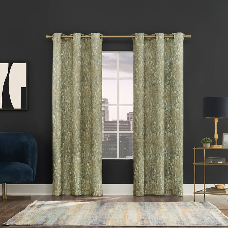 No. 918 Harlowe Abstract Geometric Semi-Sheer Grommet 1-Piece Curtain Panel, Single Panel