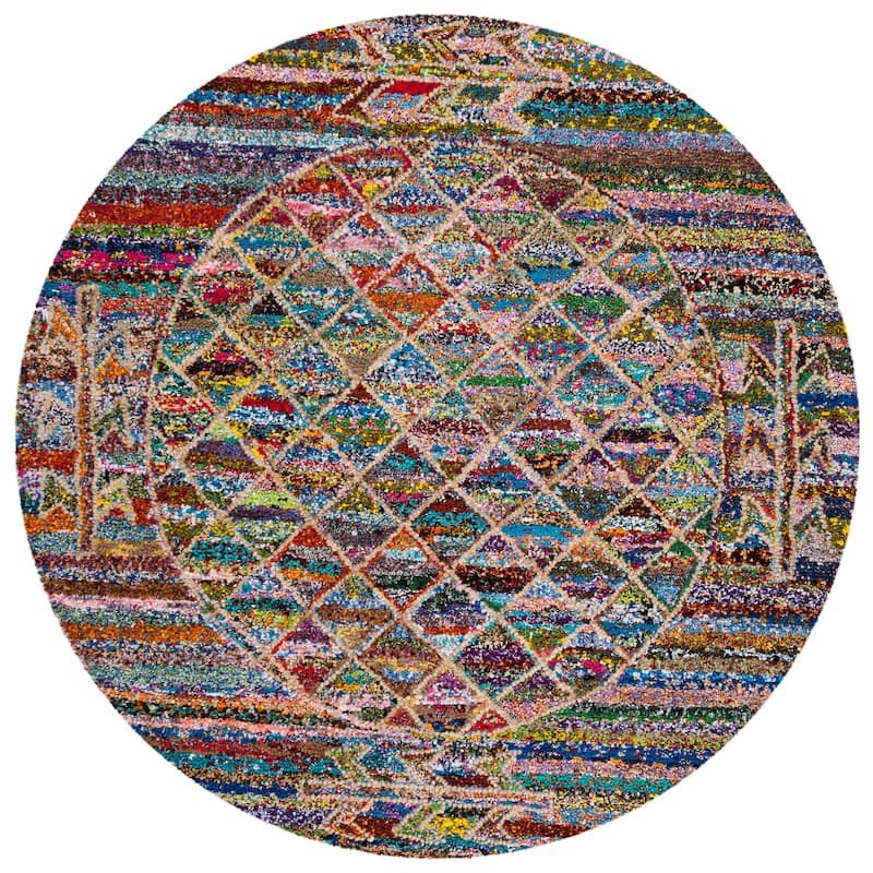 SAFAVIEH Handmade Nantucket Ebeline Contemporary Cotton Rug - 6' Round - Multi