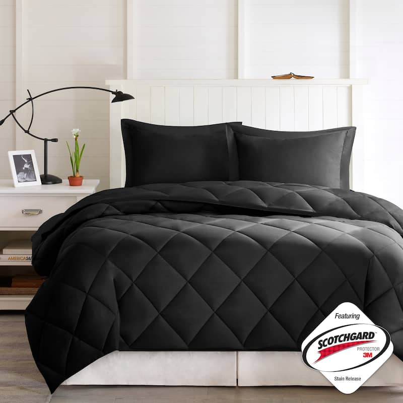 Madison Park Essentials Windsor 3M Scotchgard Diamond Quilting Reversible Down Alternative Comforter Set