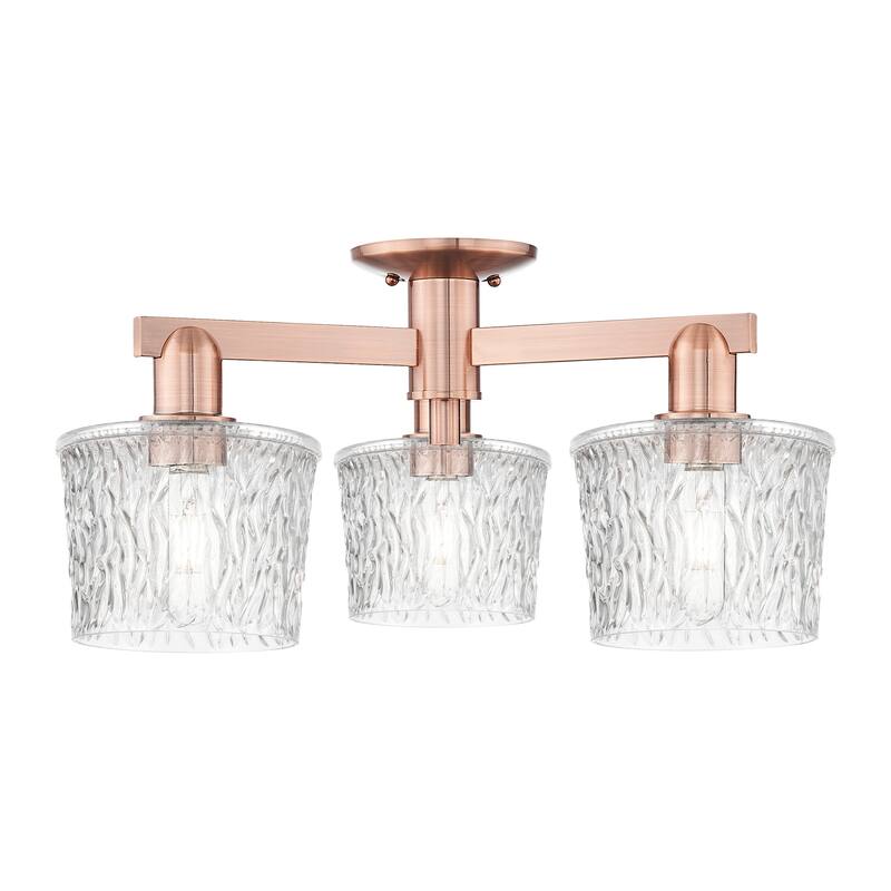 Innovations Lighting 716-3F-11-24 Niagara Semi-Flush Niagara 3 Light - Antique Copper / Clear