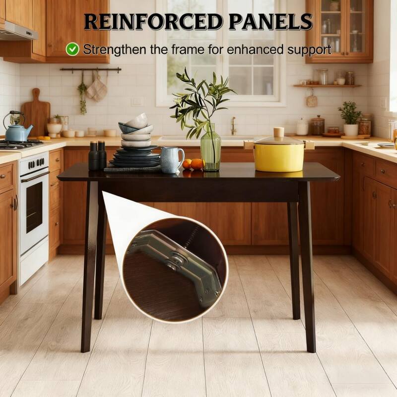 Modern Dining Table for 4, Kitchen Table Meeting Table with Wood Frame, Easy-Clean Office Table, Easy Assembly - Dark Mahogany